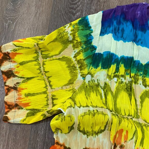 Tie-Dye Button-Front Short-Sleeve Tunic Top 1X Roamans 100% Cotton Multi-Color - Picture 3 of 6